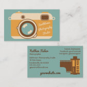 Retro Camera Fotografie Visitekaartje Aqua Gold (Voorkant / Achterkant)
