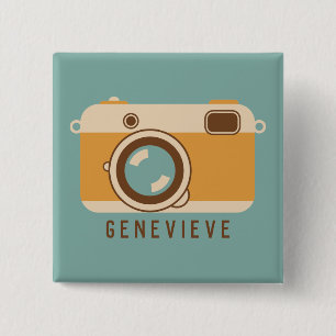Retro Camera Gepersonaliseerde Speld of Button