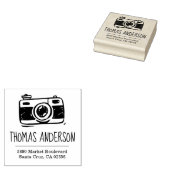 Retro Camera Handgeschreven Naam & Terugkeeradres Rubberstempel (Gestempeld)
