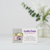 Retro Camera| Handtekening getekend | Content Crea Visitekaartje (Staand voorkant)