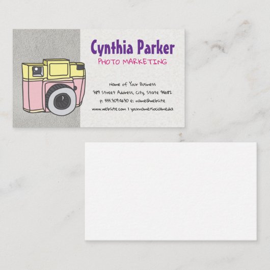 Retro Camera| Handtekening getekend | Content Crea Visitekaartje (Voorkant / Achterkant)