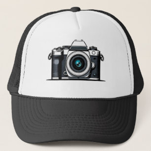 Retro camera illustratie trucker pet