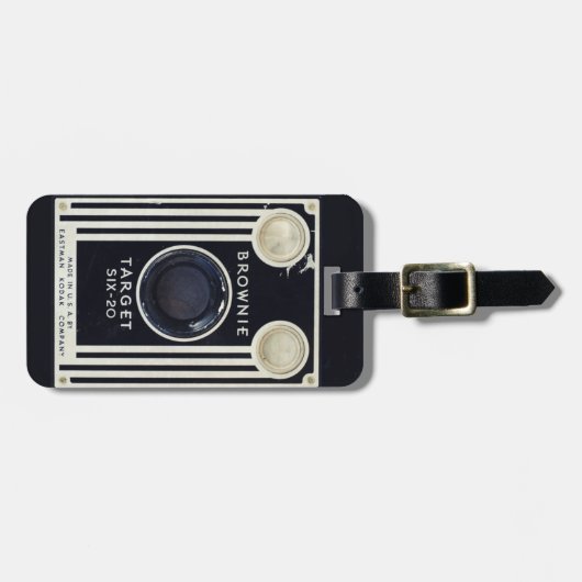 Retro camera kodak brownie target bagagelabel (Voorkant horizontaal)