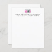 Retro Camera Logo Roze Custom Business Stationery (Voorkant / Achterkant)