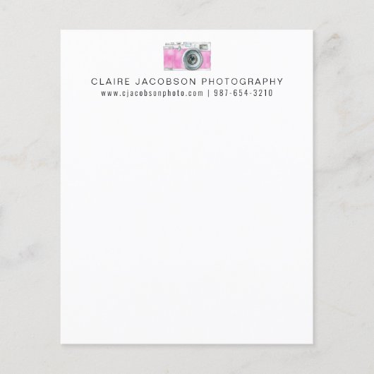 Retro Camera Logo Roze Custom Business Stationery (Voorkant)