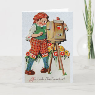 Retro Camera Man Filmmaker Valentijnsdag Card Feestdagen Kaart