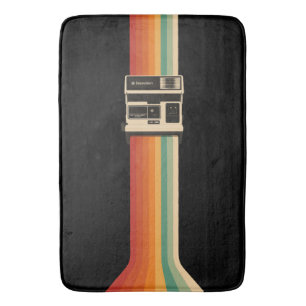 Retro camera met regenboogprint badmat