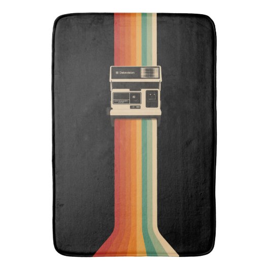 Retro camera met regenboogprint badmat (Voorkant Verticaal)
