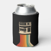 Retro camera met regenboogprint blikjeskoeler (Blikje Voorkant)