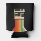 Retro camera met regenboogprint blikjeskoeler (Voorkant)