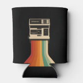Retro camera met regenboogprint blikjeskoeler (Achterkant)
