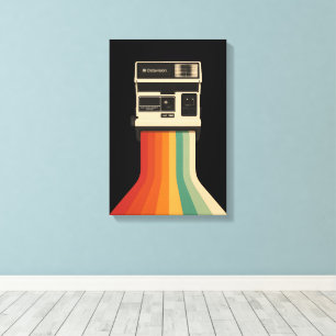 Retro camera met regenboogprint canvas afdruk