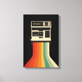 Retro camera met regenboogprint canvas afdruk