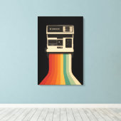 Retro camera met regenboogprint canvas afdruk (Insitu (Houten vloer))