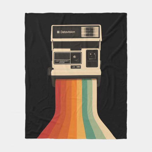 Retro camera met regenboogprint fleece deken (Voorkant)