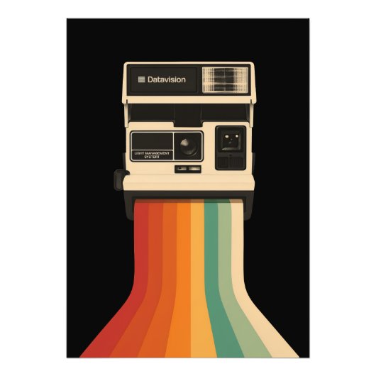 Retro camera met regenboogprint foto afdruk (Voorkant)