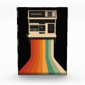 Retro camera met regenboogprint fotoblokken (Voorkant)