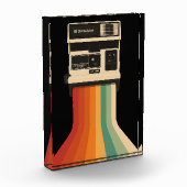 Retro camera met regenboogprint fotoblokken (Links)