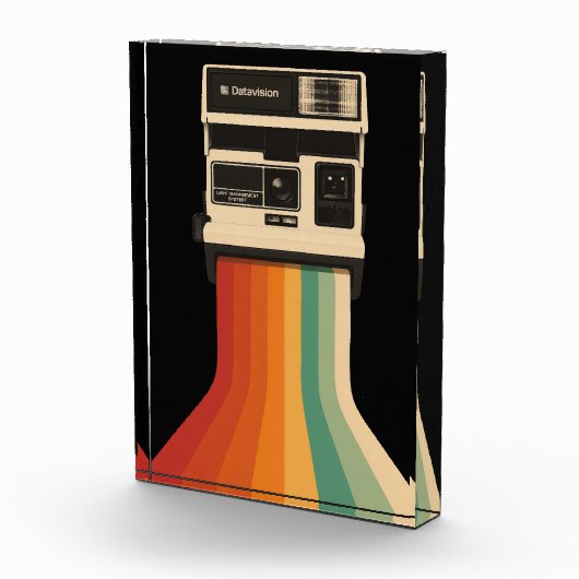 Retro camera met regenboogprint fotoblokken (Rechts)