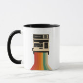 Retro camera met regenboogprint mok (Links)