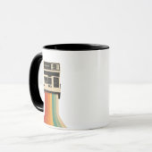 Retro camera met regenboogprint mok (Voorkant links)