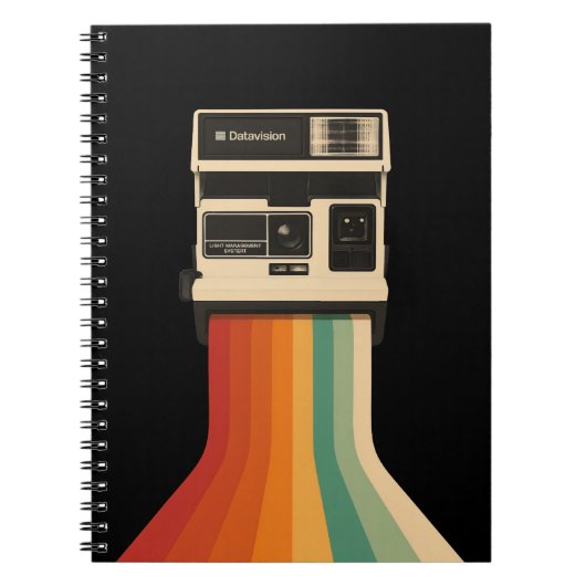 Retro camera met regenboogprint notitieboek (Voorkant)