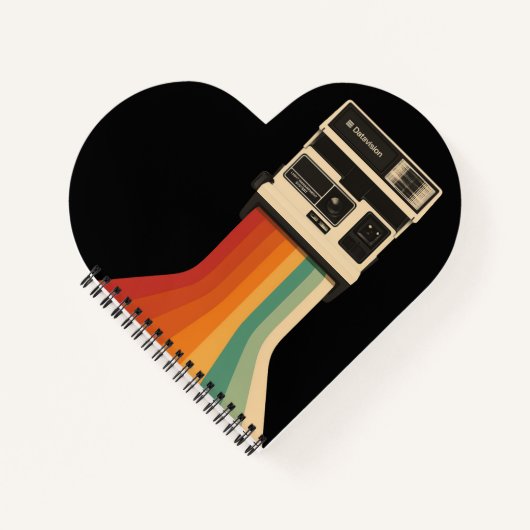 Retro camera met regenboogprint notitieboek (Voorkant)