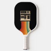 Retro camera met regenboogprint pickleball paddle (Achterkant)
