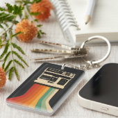 Retro camera met regenboogprint sleutelhanger (Voorkant Rechts)