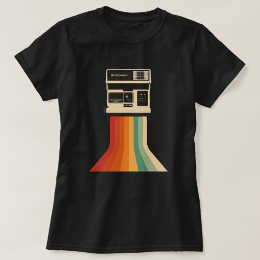 Retro camera met regenboogprint t-shirt (Design voorkant)