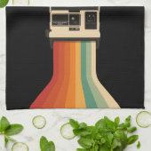 Retro camera met regenboogprint theedoek (Gevouwen)