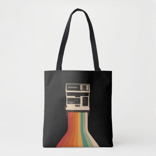Retro camera met regenboogprint tote bag (Voorkant)