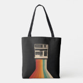 Retro camera met regenboogprint tote bag (Achterkant)