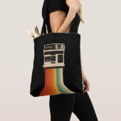Retro camera met regenboogprint tote bag (Dichtbij)