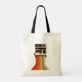 Retro camera met regenboogprint tote bag (Achterkant)