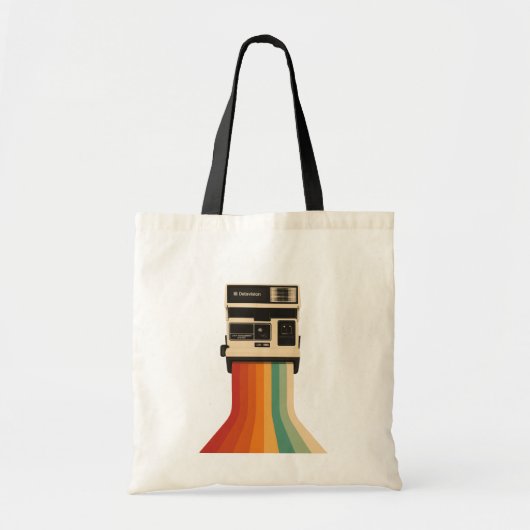 Retro camera met regenboogprint tote bag (Voorkant)