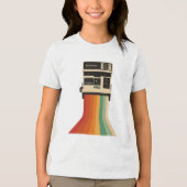 Retro camera met regenboogprint Tri-Blend shirt (Voorkant)