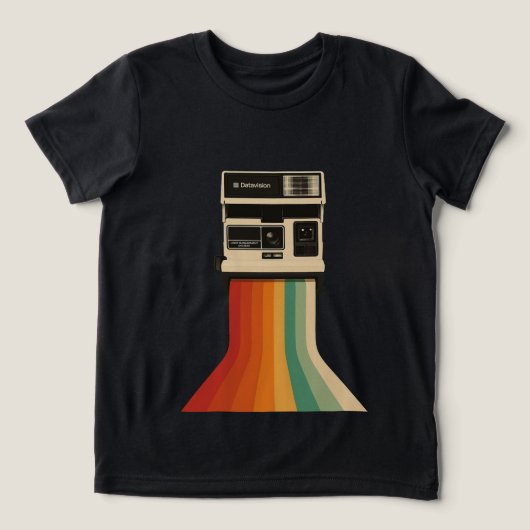 Retro camera met regenboogprint Tri-Blend shirt (Design voorkant)