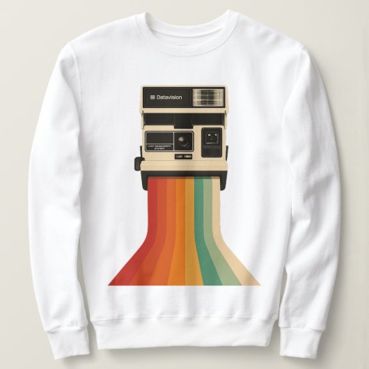 Retro camera met regenboogprint trui (Design voorkant)