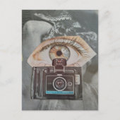 Retro camera-ogengbal en slang surreële collagekun briefkaart (Voorkant)