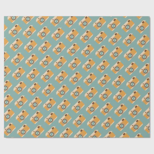 Retro Camera Pattered Wrapping Paper Cadeaupapier (Vlak)