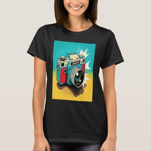 Retro Camera  Pop Style Photographer Mom  2 T-shirt (Voorkant)