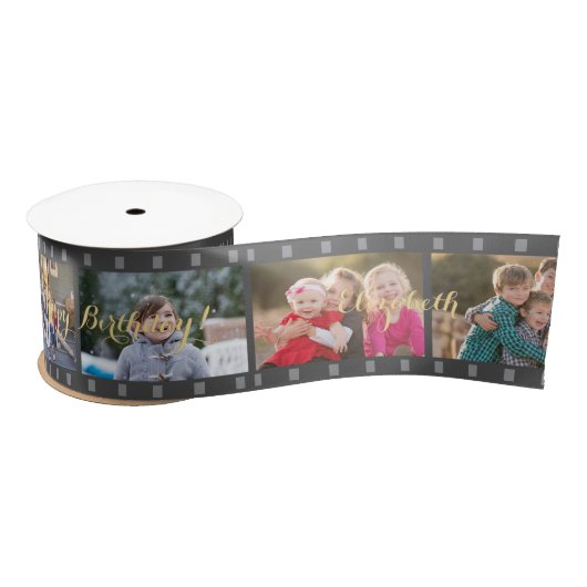 Retro Camera Reel Aangepaste Foto Verjaardag Gift  Satijnen Lint (Spoel)