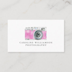 Retro Camera Roze Aquarel Kunst Fotografie Logo Visitekaartje