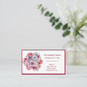 Retro camera roze Floral Fotograaf Visitekaartje (Staand voorkant)