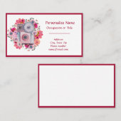 Retro camera roze Floral Fotograaf Visitekaartje (Voorkant / Achterkant)