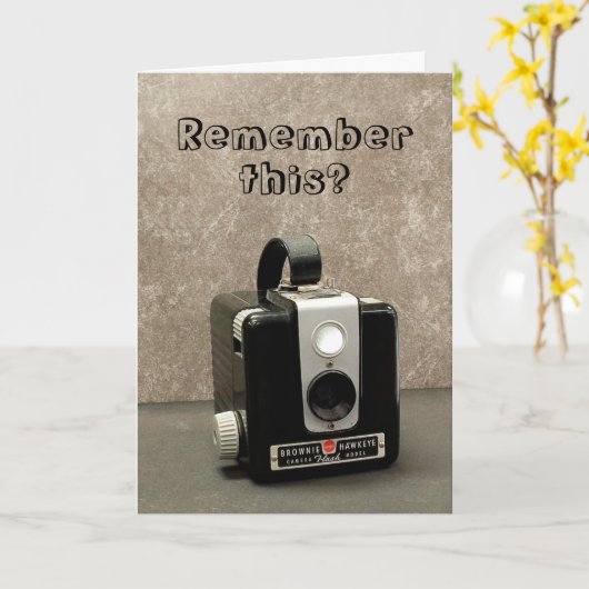 Retro Camera voor het krijgen van oude verjaardag Kaart (Gele Bloem)