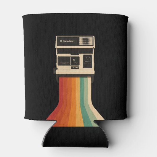 Retro Camera with Rainbow Print Blikjeskoeler (Achterkant)