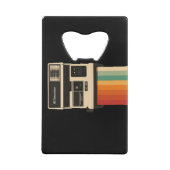 Retro Camera with Rainbow Print Creditkaart Flessenopener (Achterkant)