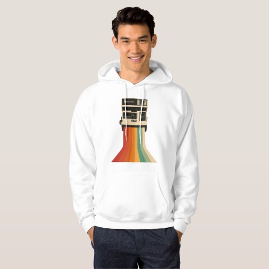 Retro Camera with Rainbow Print Hoodie (Voorkant volledig)